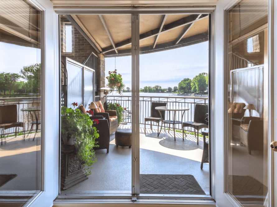 Patio sliding screen door.