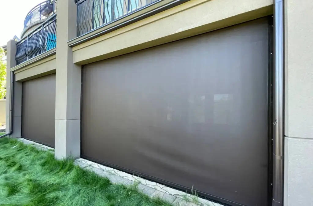 Etobicoke home with a sleek motorized retractable patio screen.